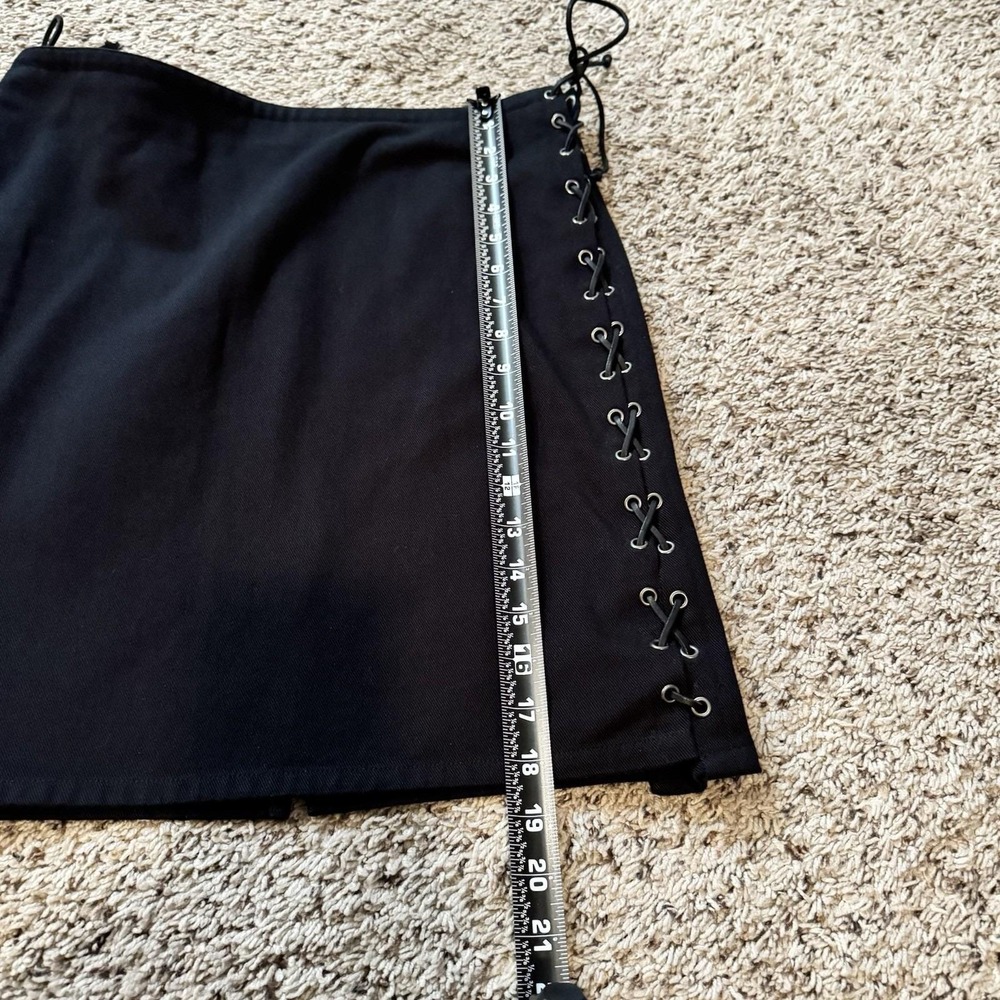 Vtg RALPH LAUREN Black Side Lace-Up ‎ Mini Skirt Y2K Women's 4 Never Worn - Picture 8 of 11